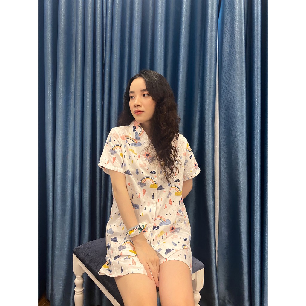 [FREESHIP] BỘ ĐÙI PIJAMA hè họa tiết mưa chất thô cao cấp siêu mềm mát