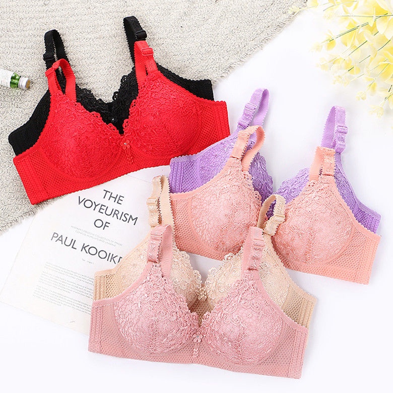 Push up Women's Underwear Wireless Bra Small Lace Chest Thin Breast Holding Anti-Sagging Adjusting Bra