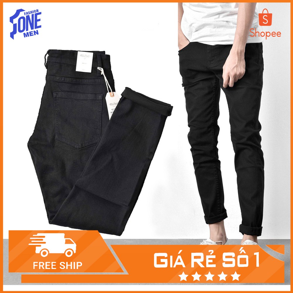 Quần Jean Nam Đen & Đen Rách Gối - Quần Bò Nam Co Giãn Nhẹ Dáng Ôm Trẻ Trung Kiểu Dáng Hàn Quốc ✔️VNXK✔️ - NowShip-0đ