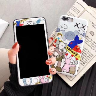 Ốp lưng kèm kính cường lực hình Kaws cho iPhone X XS XR Max 6 7 8 plus