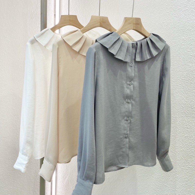 Áo sơ mi cổ xếp ly Hàn Quốc