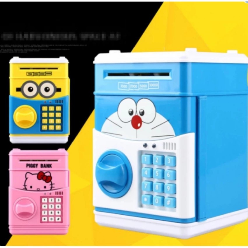 Két sắt mini cho bé cao cấp tiện lợi nhiều hình - Hình Doremon - Minion - Kitty
