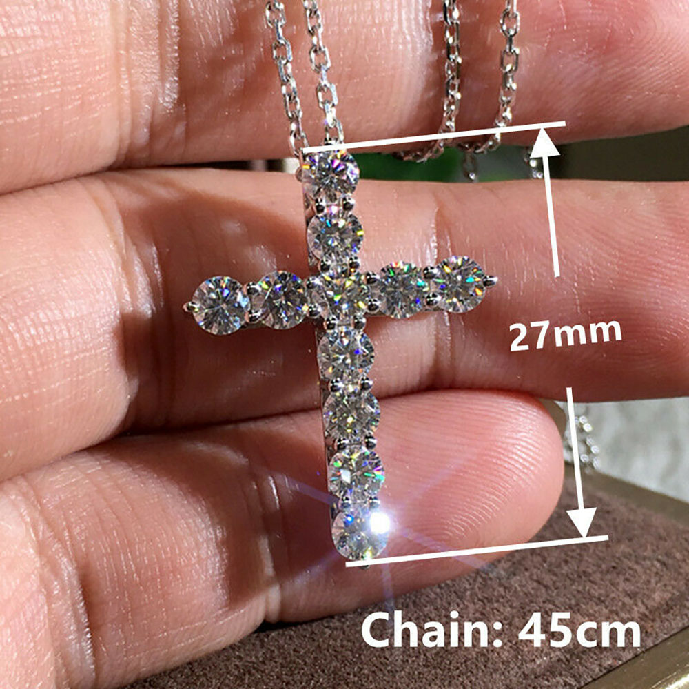 1 vòng cổ Bạc Mặt Thánh Giá Đính Đá Sapphire Thời Trang