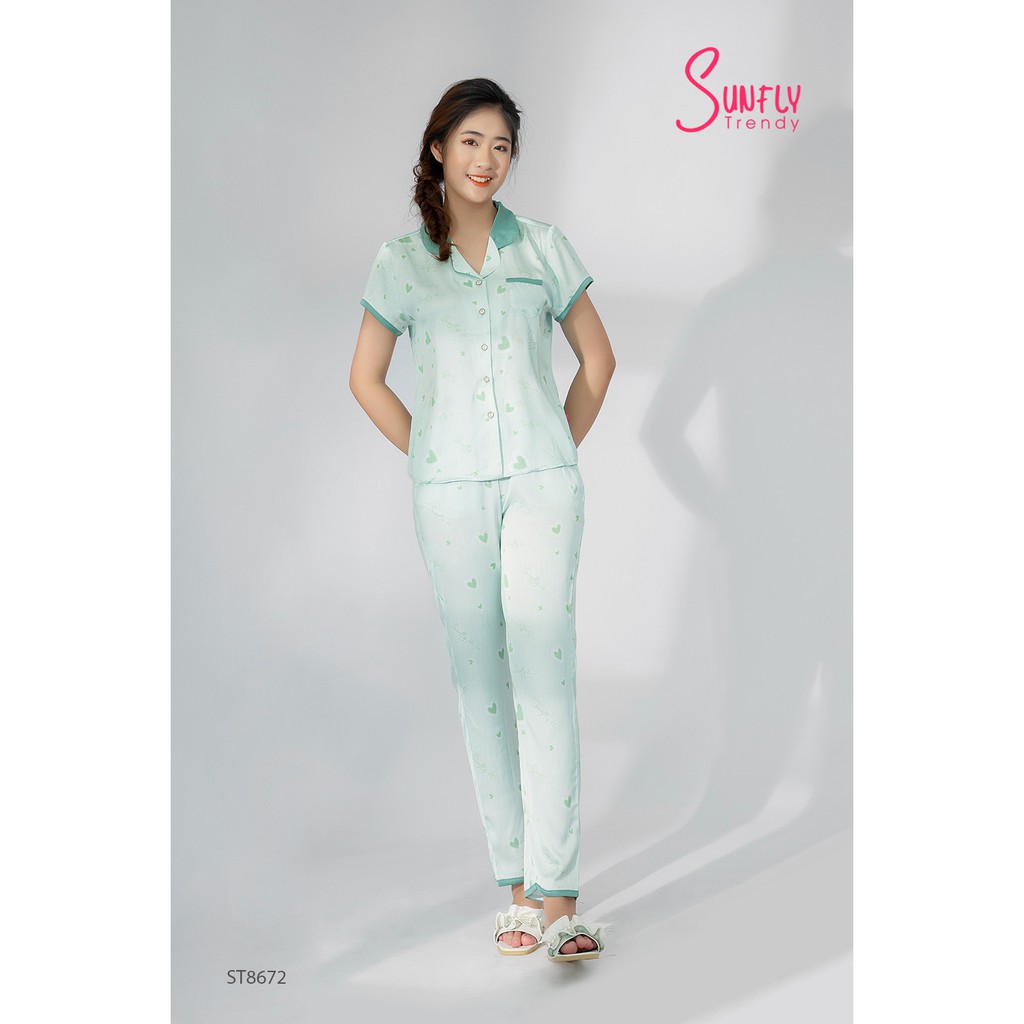 Đồ bộ nữ hãng Sunfly - Bộ mặc nhà quần dài áo cộc ST8672 (Nhiều màu kèm ảnh thật) | BigBuy360 - bigbuy360.vn