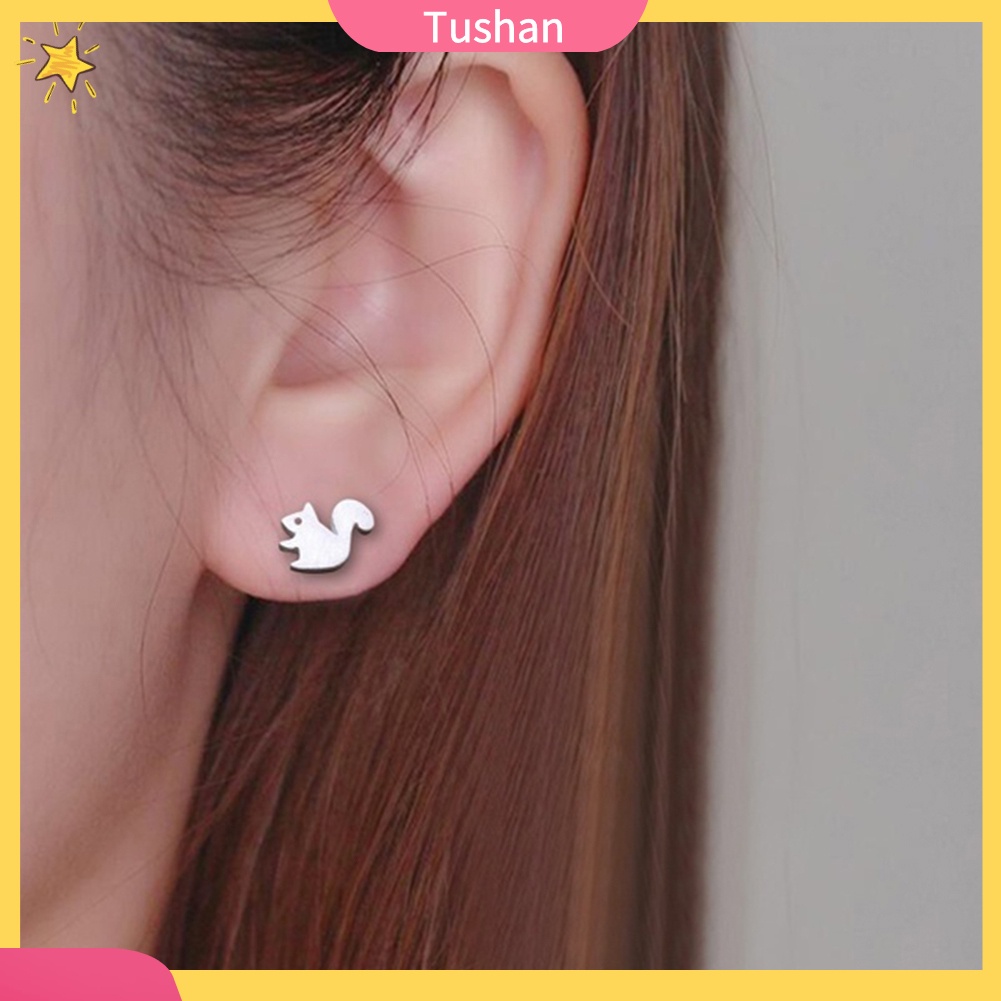 TUSH Fashion Women Squirrel Animal Shape Ear Stud Earrings Jewelry Birthday Gift