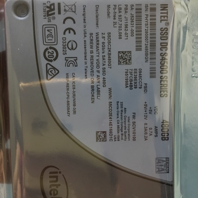 Ổ cứng Intel SSD DC S4500 Series 480GB