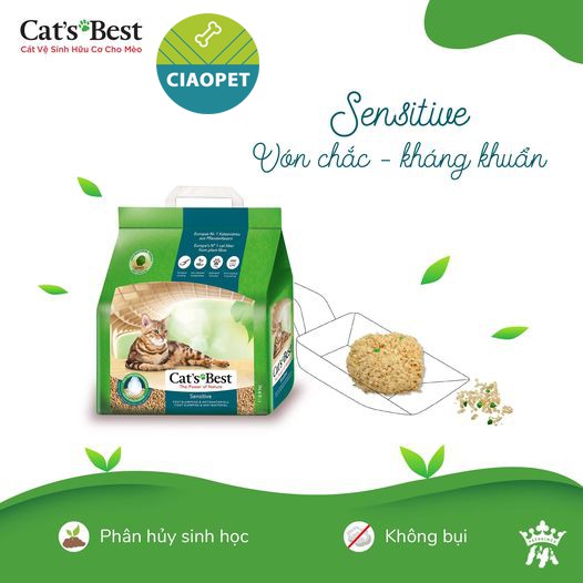 [8L] Cát vệ sinh hữu cơ cho mèo - Cat's Best Sensitive (2.9kg)