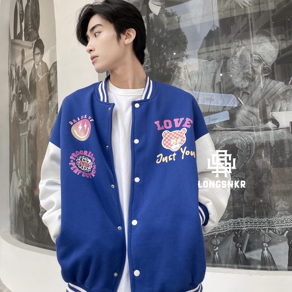 _ Áo khoác Varsity Nothing On  họa tiết Longsnkr chất nỉ giữ nhiệt và thoáng - Bomber /Vars