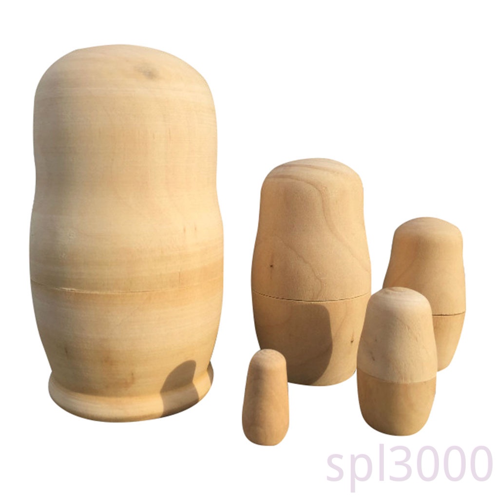Bộ 5 búp bê Nga bằng gỗ chưa sơn