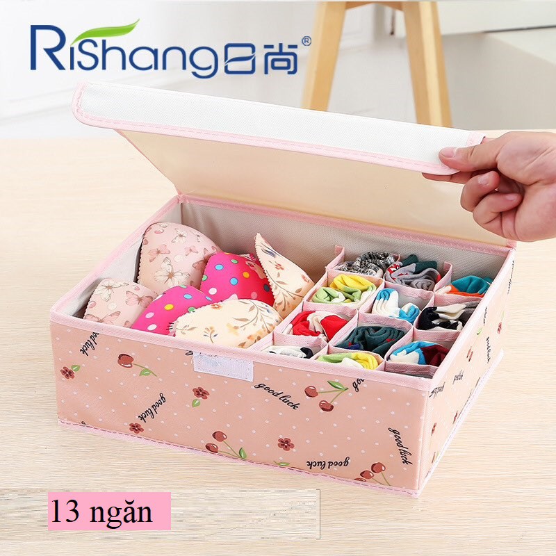 Hộp Vải Đựng Đồ Lót - Quần Áo - Tất Vớ - Nhiều Ngăn Tiện Lợi - Có Thể Gấp Gọn