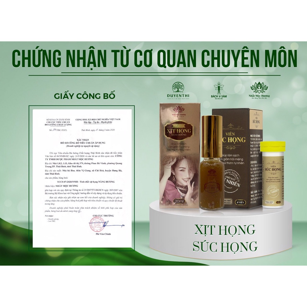 Xịt Họng Nàng Hương - Nhất Mộc Hương Bách Y Sâm Lọ 20ml Mẫu Mới ( TẶNG KÈM VIÊN XÚC HỌNG)