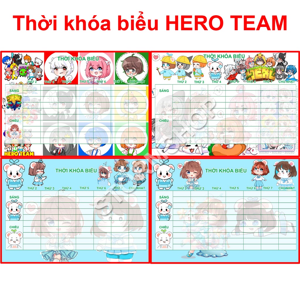 Thời khóa biểu Hero Team các mẫu đẹp