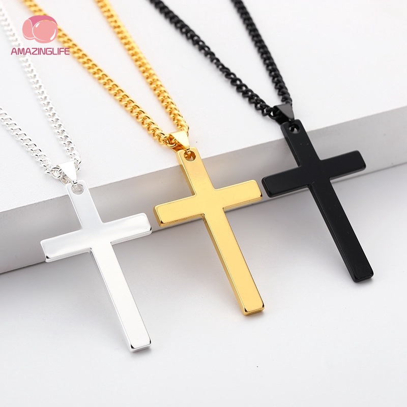 Vòng cổ Bằng Thép Không Gỉ Mặt Thánh Giá Thời Trang Cá Tính Cho Nam