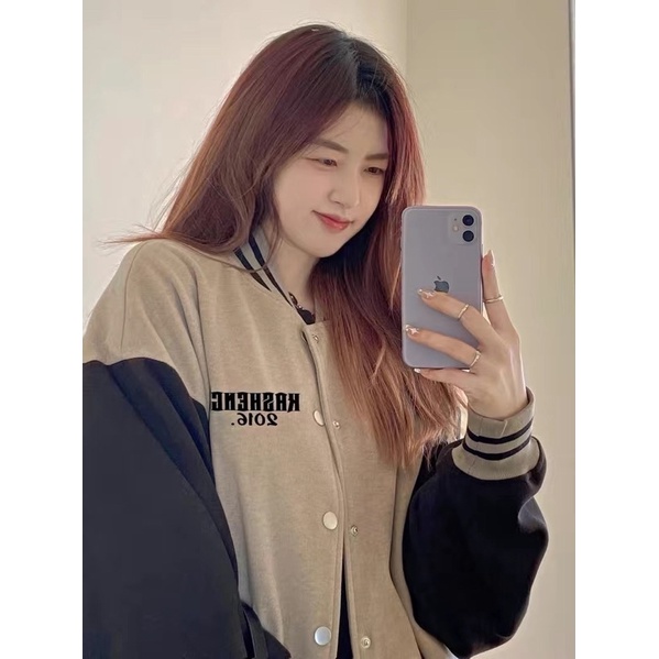 Áo BomBer Nỉ Nhung Hoạ Tiết Năng Động Kèm Ảnh Thật