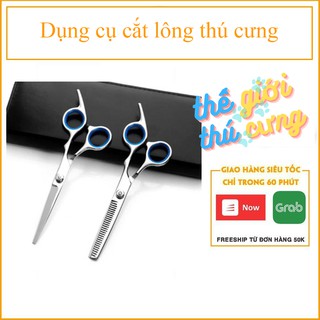 Dụng cụ cắt lông thú cưng gồm nhiều loại kéo thẳng cắt lông chó kéo tỉa lông và lược inox chải lông chó