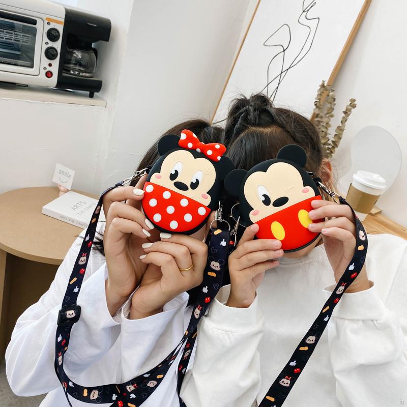 Túi Đeo Chéo Da Pu Hình Chuột Mickey Đáng Yêu Cho Bé