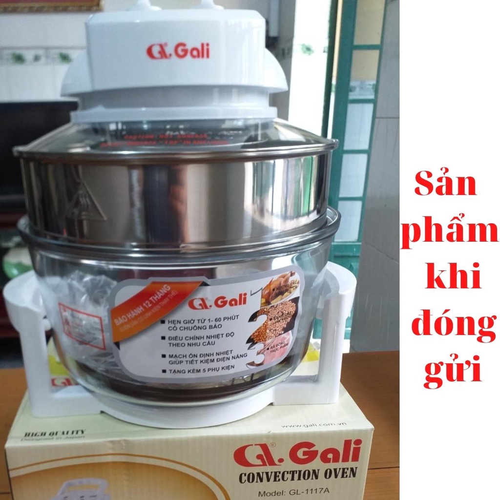 Lò thủy tinh Gali, nồi chiên nướng đa năng giúp giảm dầu mỡ, dung tích 17 lít, tặng kèm 5 phụ kiện bảo hành 1 năm Alate