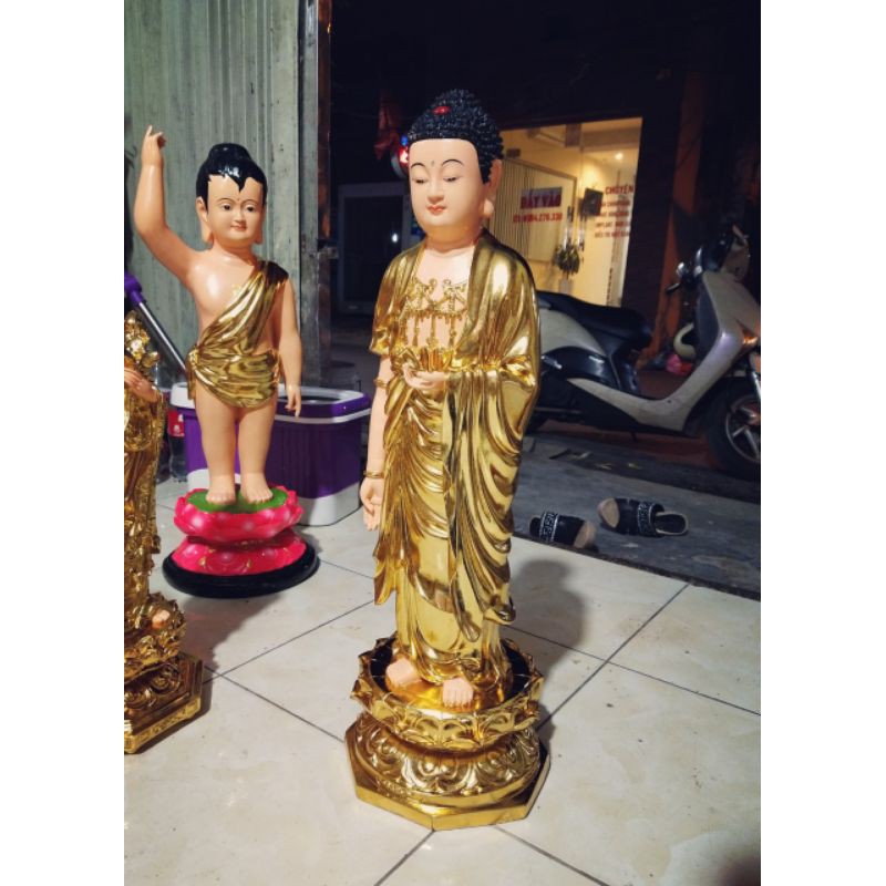 Tượng Phật Di Đà 70cm dát vàng