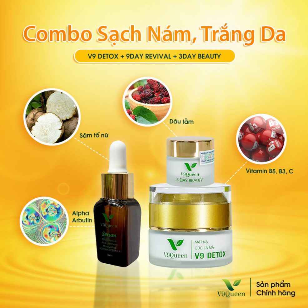 Combo xóa nám bộ sản phẩm xóa nám combo nám dưỡng trắng giúp mềm mịn da, mờ dần các vết thâm nám trên da v9queen | BigBuy360 - bigbuy360.vn