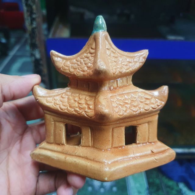 NHÀ ĐÌNH TRANG TRÍ HỒ CÁ NON BỘ DÀI 10CM CAO 9CM