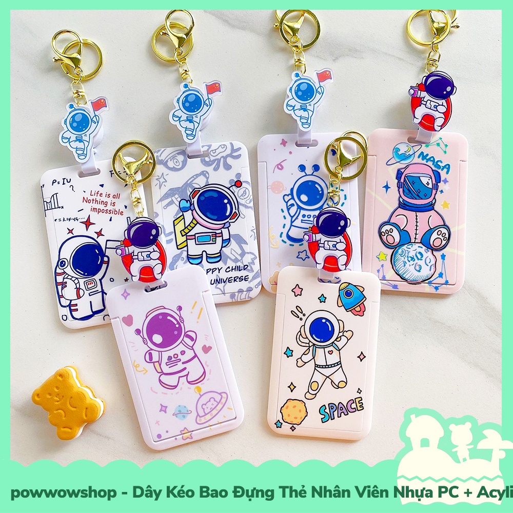 [Sẵn VN - Hỏa Tốc] Dây Kéo Bao Đựng Thẻ Nhân Viên Nhựa PC + Acrylic Phong Cách Không Gian Phi Hành Gia Astronaut