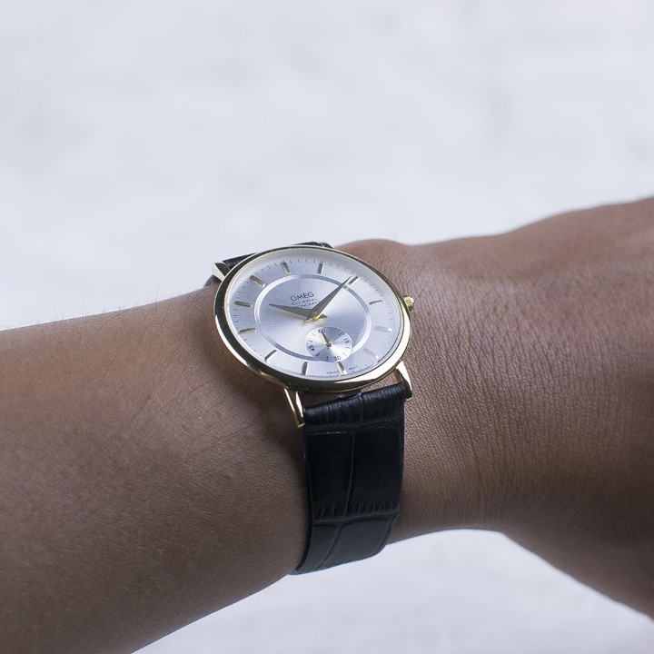 Đồng hồ nam Omeg dây da siêu mỏng kính chống xước OMEG 01