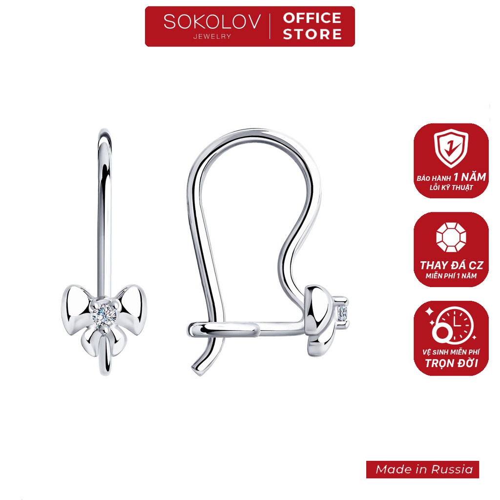 Bông Tai Sokolov 94021302 Bằng Bạc 925 Đính 1 Viên Đá CZ