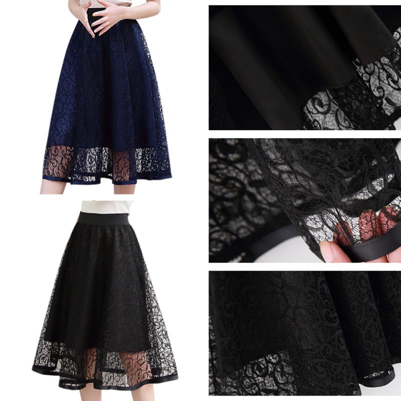 Chân váy chữ A đắp ren hoa vintage cho nữ | BigBuy360 - bigbuy360.vn