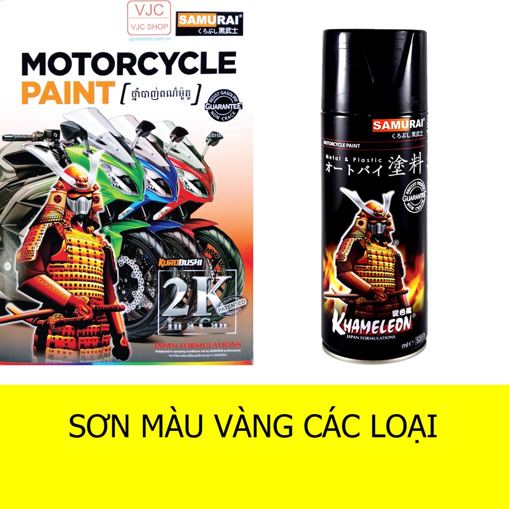 Chai sơn xịt sơn xe máy cao cấp SAMURAI các loại sơn MÀU VÀNG