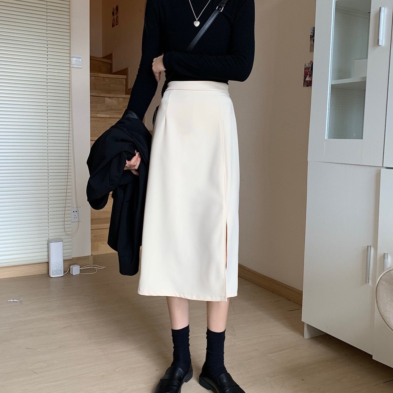 Chân Váy Chữ A Xẻ Tà Madela Lưng Cao