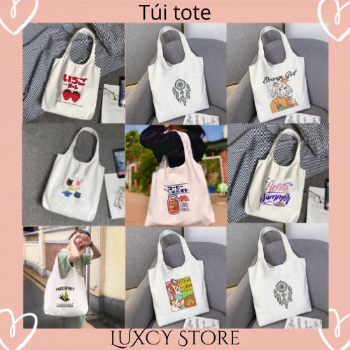 [Hàng Loại 1] 22 Mẫu Túi Tote Hot nhất Vải canvas Hàn Quốc-Túi có khóa kéo miệng và 1 Túi Mini bên trong -LUXCY Store