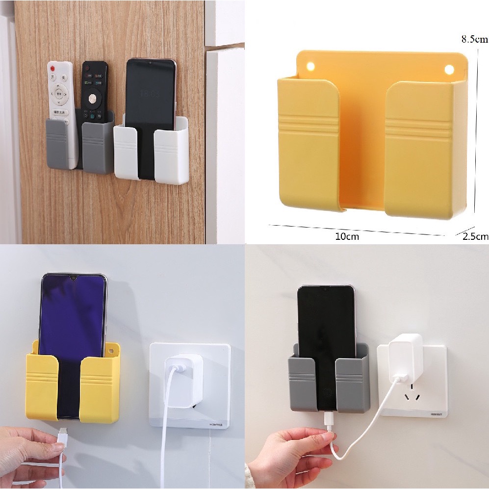 ( REMOTE có khe ) Kệ dán tường đựng điện thoại sạc pin