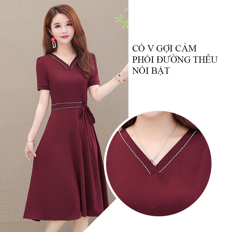 Váy trung niên cho mẹ, thiết kế đơn giản, thanh lịch, trẻ trung,  chất voan mềm mịn - WOBE Happy Mami - L01 | BigBuy360 - bigbuy360.vn