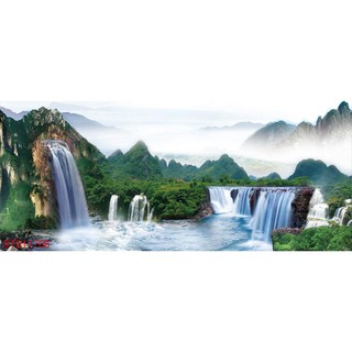 Tranh dán tường 3D thác nước sơn thủy