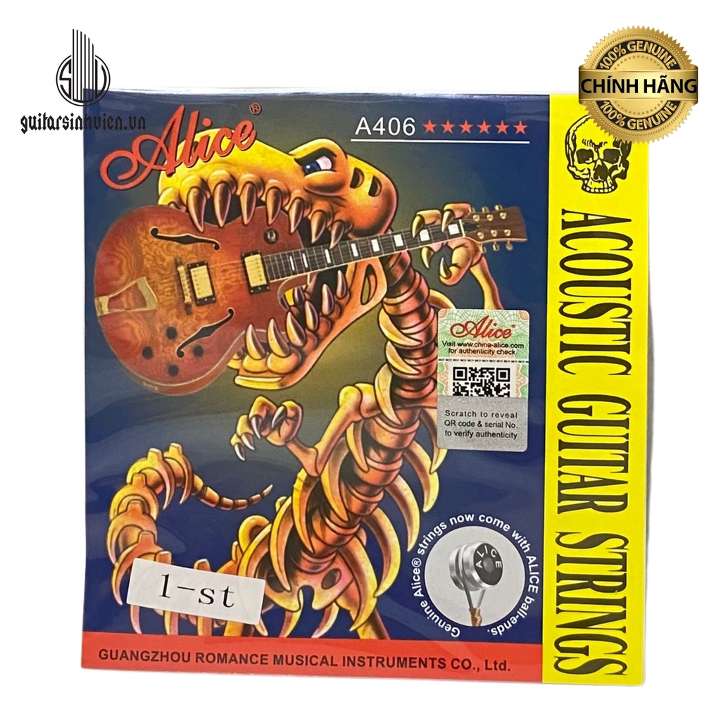 Dây Đàn Guitar Acoustic Lẻ 1-6, Dây Sắt Lẻ Từ dây 1-6 Chính Hãng Alice A406