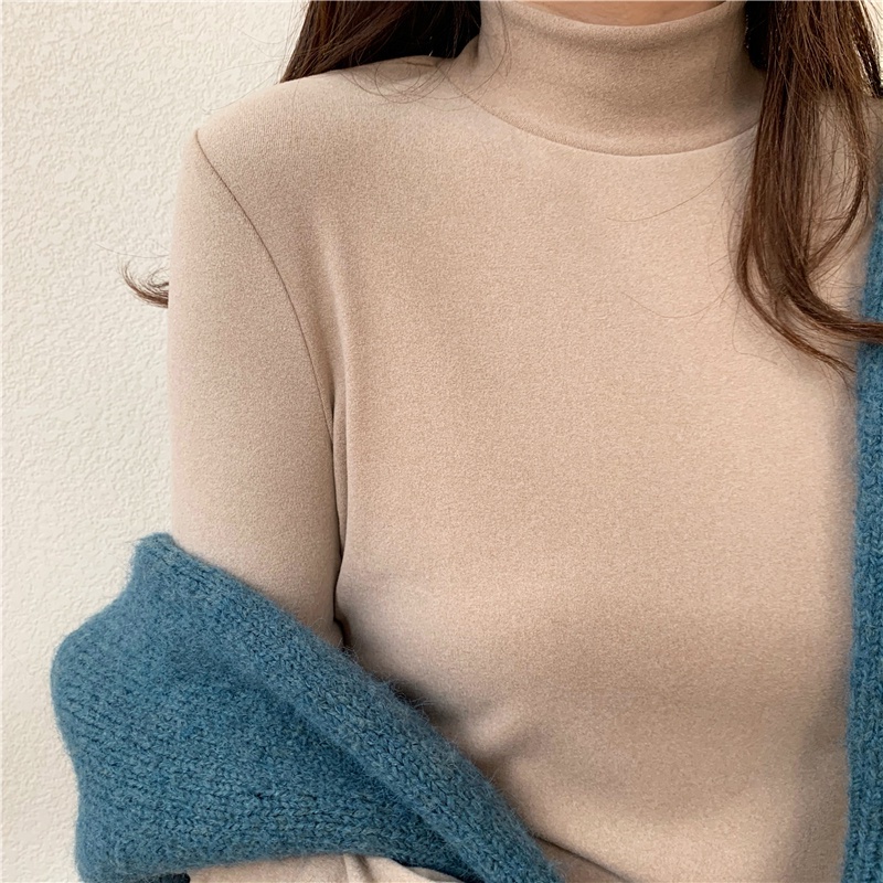 (MỚI) Áo thun tay dài cổ lọ màu trơn cho nữ