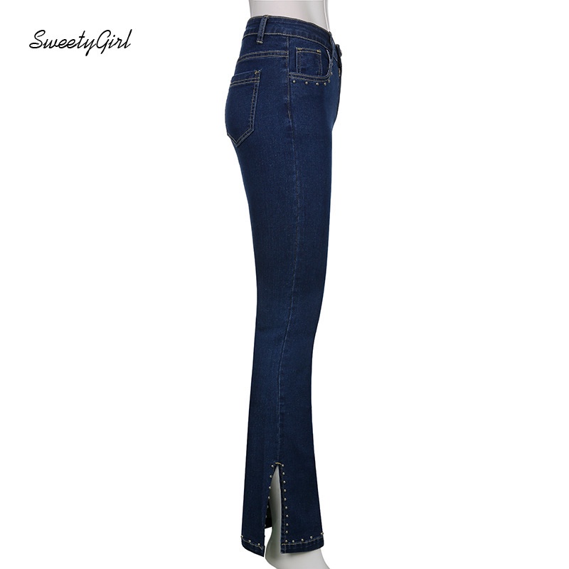 Quần Jeans Nữ Ống Loe Đính Hạt 2022 Thời Trang