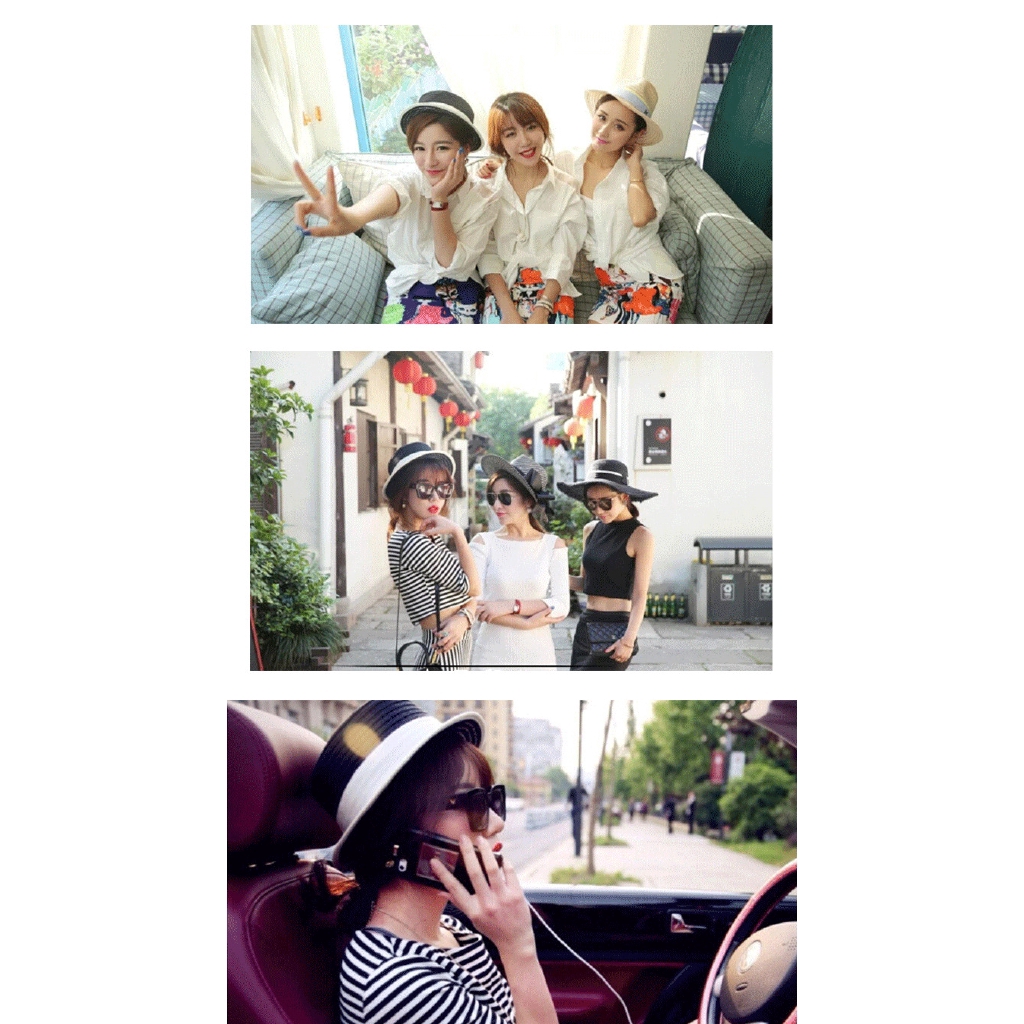 Lovely and cute white wide-brimmed sedge hat for women