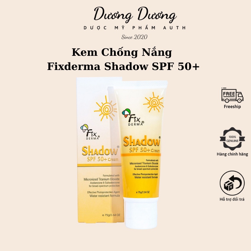 Kem chống nắng, dưỡng ẩm Fixderma Shadow SPF 50+ Cream 75g chính hãng