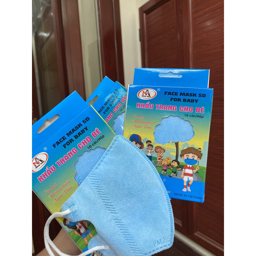 ( Chính  Hãng ) Hộp 10 cái khẩu trang y tế 5D Mask em bé Nam Anh Famapro xanh ( ảnh thật)