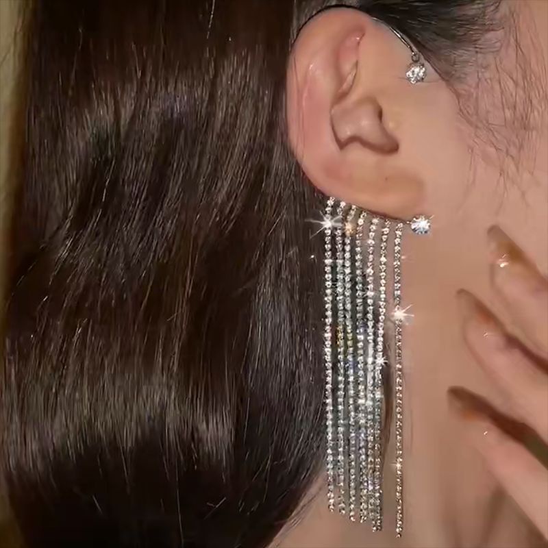 Hoa Tai Dáng Dài Đính Đá Thời Trang Cho Nữ