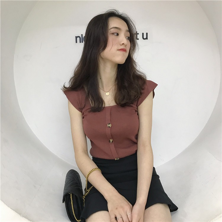 IELGY Áo Dệt Kim Không Tay Màu Trơn Thời Trang Mùa Hè Cho Nữ