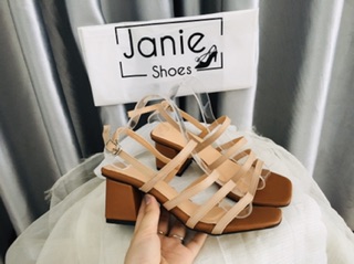 Sandal dây mảnh gót vuông