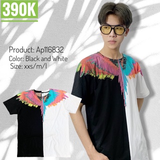 Áo phông nam trắng form rộng vải cotton cao cấp thoáng mát họa tiết cánh BURLON