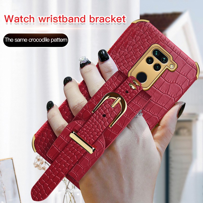 ShockProof Crocodile Pattern Leather Phone Case Mi 10 lite Redmi K30 Ultra Note 9 8 8 Pro 9s 9 Pro Max Wristband Cover Redmi 8 9 9A