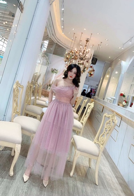Đầm dự tiệc lệch vai kết cườm ngọc TRIPBLE T DRESS - size M/L  - MS205V
