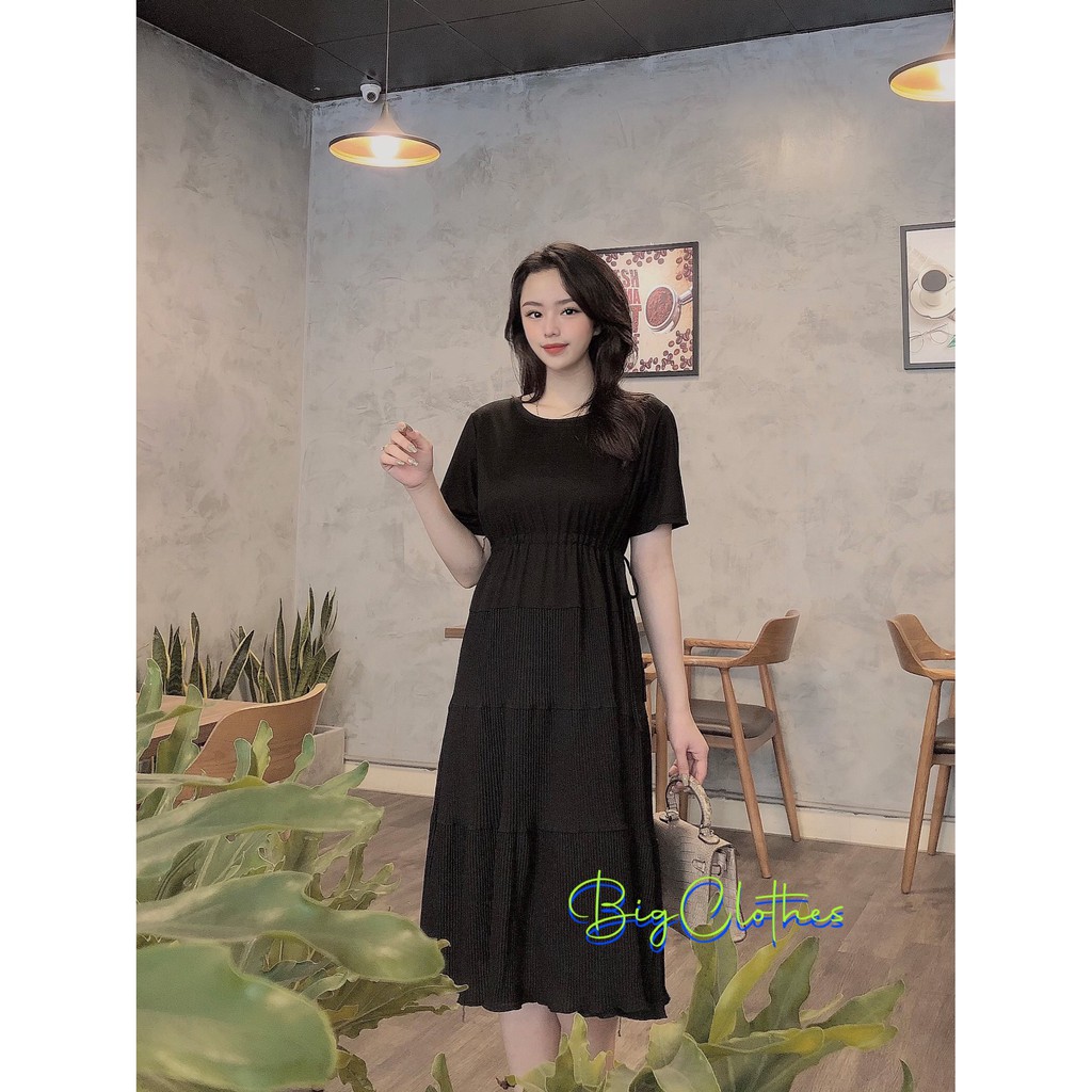 Váy đầm bigsize cotton BigClothes có thắt eo dập xòe