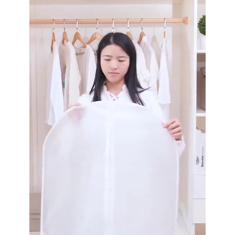 Túi bọc đựng quần áo treo tủ có khóa, chống bụi, chống thấm tốt, túi bọc trùm quần áo loại dày chống ẩm mốc - Boomart