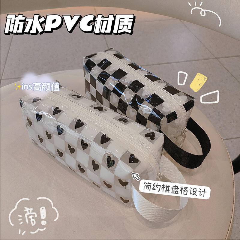 Túi Đựng Đồ Trang Điểm Trong Suốt Hình Vuông Sức Chứa Lớn Phong Cách Hàn Quốc Cho Nữ