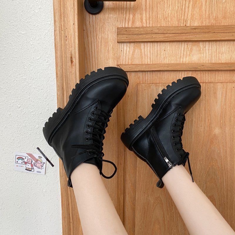 Giày boot nữ ulzzang cao cổ khóa cạnh chất liệu da cao cấp phong cách hàn quốc trẻ trung cá tính dễ phối đồ HARINA GD003